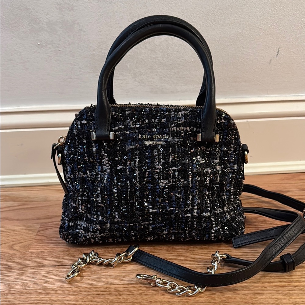 Kate Spade Black Tweed Handbag and Crossbody